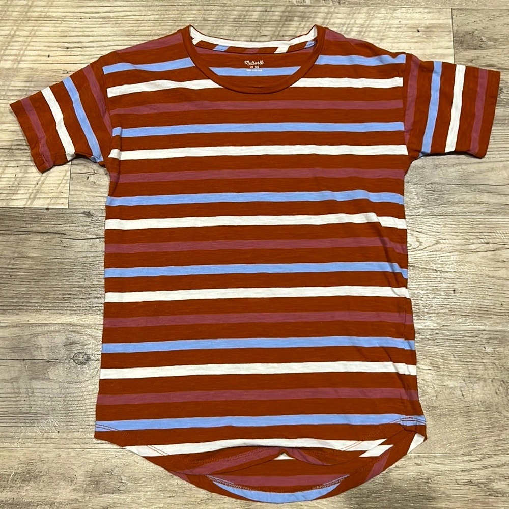 Madewell Stripe T-Shirt Size XS Rust brown